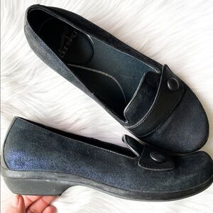 Dansko Metallic Blue Suede Olena Loafers